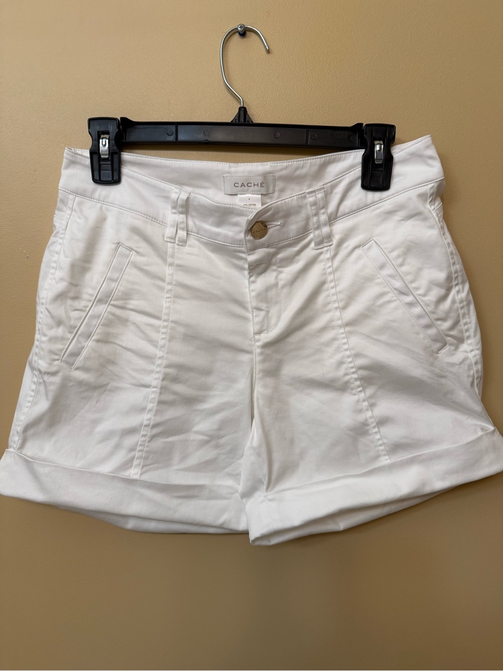 Cache White High-Waist Cuffed Bermuda Shorts